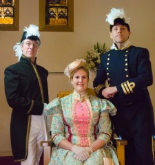 Dean Sinclair as Sir Joseph Porter,Sarah  Arnold as Josephine and Brendan Iddles as Captain Corcoran.