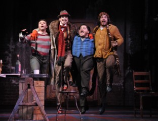 Andrew Jones as Marcello, Shane Lowrencev as Schaunard, Diego Torre as Rodolfo and David Parkin as Colline.