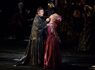 Thomas Hampson as Dapertutto and Christine Rice as Giuletta in Offenbach's "Les Contes d’Hoffmann."  Photo: Marty Sohl/Metropolitan Opera