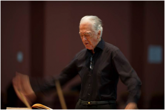 Maestro Richard Bonynge AC CBE in rehearsals at the Con this week for the Centenary Festival gala event this Saturday. Photo: Theo Small. 