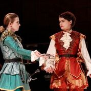Sally-Anne Russell as Astolfo and Emma Matthews as Orlando in "Voyage to the Moon."