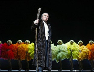 James Johnson as Wotan and the Rainbow Girls in Opera Australia's 2016 production of Das Rheingold. Photo credit Jeff Busby.