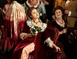 Ermonela Jaho as Violetta Valéry and the Opera Australia Chorus in Opera Australia's production of La Traviata. Photo credit: Keith Saunders