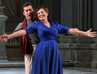 Teodor Ilincăi as Cavaradossi and Ainhoa Arteta as Tosca in Opera Australia’s production of Tosca. Photo credit: Prudence Upton