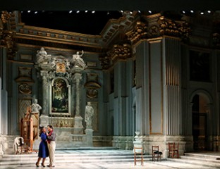 Teodor Ilincăi as Cavaradossi and Ainhoa Arteta as Tosca in Opera Australia’s production of Tosca. Photo credit: Prudence Upton