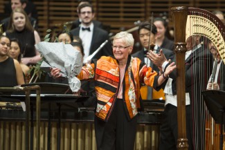 Professor Anne Boyd Am takes a bow at the Chancellor's Concert, Sydney Conservatorium of Music (photo by Jamie Williams Photography)