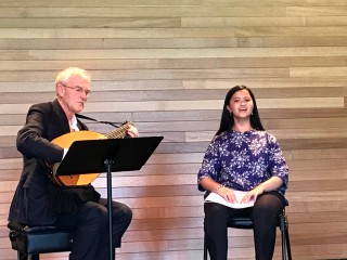 Lutenist Jakob Lindberg performs with soprano Ria Andriani in the Four Winds Windsong series masterclass