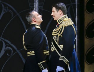 Bradley Cooper as Raoul de St. Brioche and Luke Gabbedy as Viscount Cascada in Opera Australia's production of The Merry Widow at the Arts Centre Melbourne. Photo credit Jeff Busby.