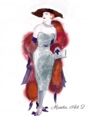 Musetta costume design inspiration for Act 2 in Handa Opera on Sydney Harbour — La Bohème. Credit Dan Potra
